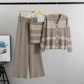 Gestreifter Spaghettiträger-Cardigan Dreiteiliges Set Modisch Temperamentvoll All-Match Strick Zweiteilige Sets Damen Herbst Winter