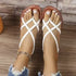 Foreign Trade Flats Sandals for Women 2024 Summer New Pure Color Braided Elastic Band Thong Women&
