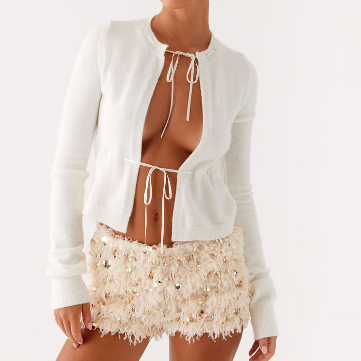 Summer Women Solid Color Slim Fit Furry Sequ Sequ Sexy Low Waisted Shorts