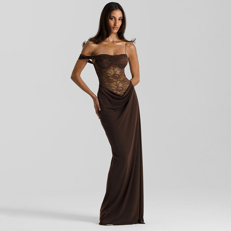 Damenbekleidung Sommer Sexy Träger Spitzenkleid