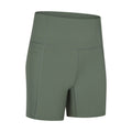 Frühling Sommer Patchwork Seitentasche Sport Kurz Länge Hose Damen Hohe Taille Hüftlift Stretch Eng Fitness Yoga Shorts