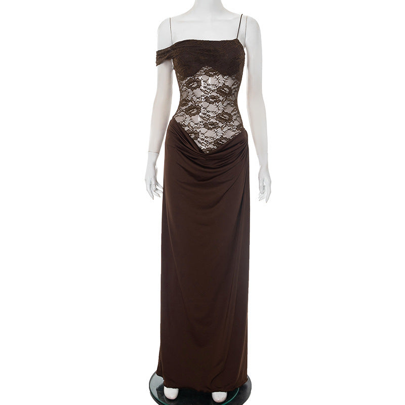 Damenbekleidung Sommer Sexy Träger Spitzenkleid
