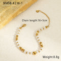 Elegant Baroque Shaped Imitation Pearl Stainless Steel Bracelet Earrings Twin Exquisite Jewelry