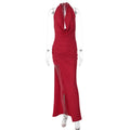 Winter Women Clothing Sexy Deep V Plunge neck Solid Color Split Halter Backless Dress for Women