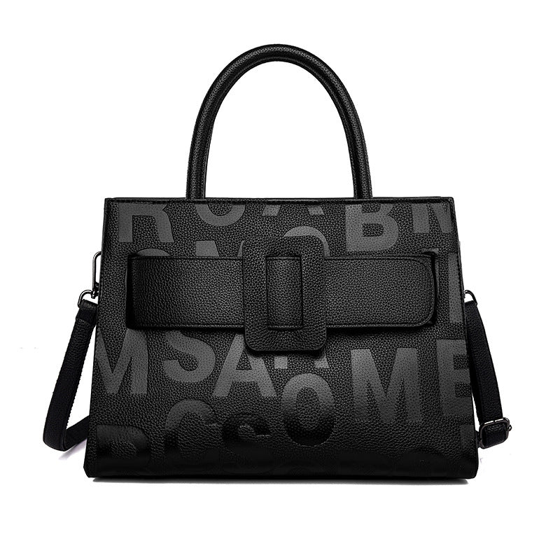 Handtasche Große Kapazität Tragetaschen Damen Retro Trends Buchstabengrafik Damen Handtasche Schultertasche