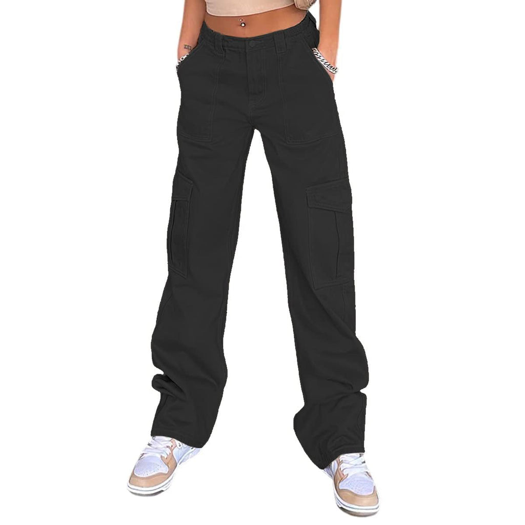 Schlanke High Waist Cargo-Hose für Damen mit mehreren Taschen
