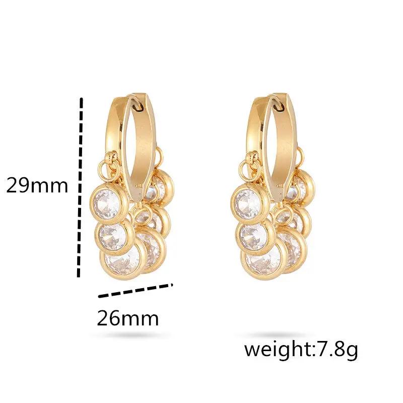 18K Vacuum Gold Plated round Diamond Stainless Steel Earrings for Women Affordable Luxury Colorful Crystals Titanium Steel Earrings Women by Wanita Store