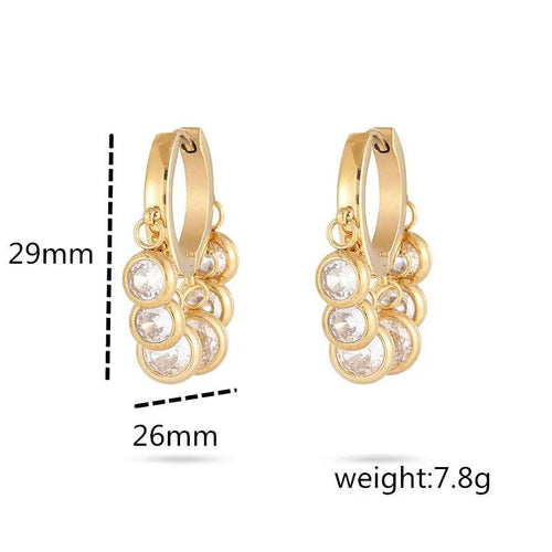 18K Vacuum Gold Plated round Diamond Stainless Steel Earrings for Women Affordable Luxury Colorful Crystals Titanium Steel Earrings Women by Wanita Store