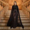 Nahost Frauen High-End Langarm Rundhals Slim Fit Scheide Pailletten Cocktail Abendkleid