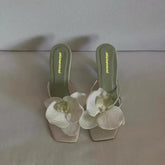 Trendy Travel Beach Sandals European and American Style 2026 New Floral Decoration Thong High-Heeled Sandals for Women Summer Outdoor Wear Fashion SHOPEZRA L.L.C.