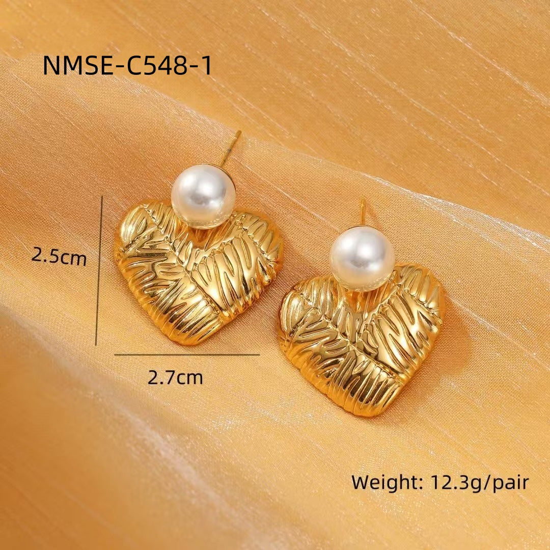 Light Luxury Water Drop Pearl Titanium Steel Earrings Personality All Match Texture Sense Stainless Steel Studs