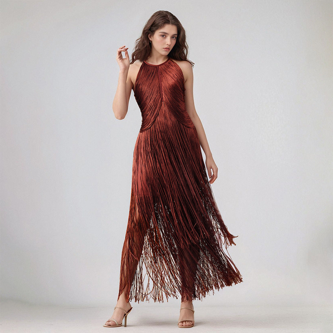 Quaste Ärmelloses Taille Enges Verbandkleid Einteiliges Kleid Damen Party Bühne Performance Kleid Frauen Kleidung