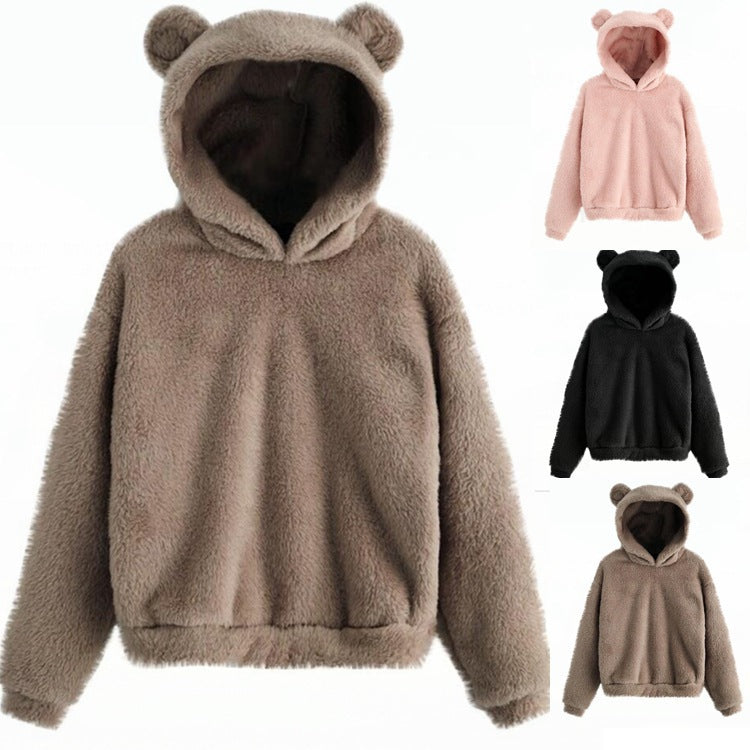 Herbst Winter Flauschige Hasenohren Kapuzenpullover Warm Übergröße