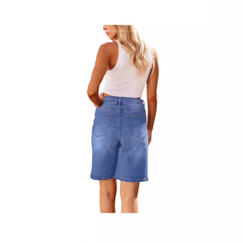 Women Slim Denim Middle Shorts