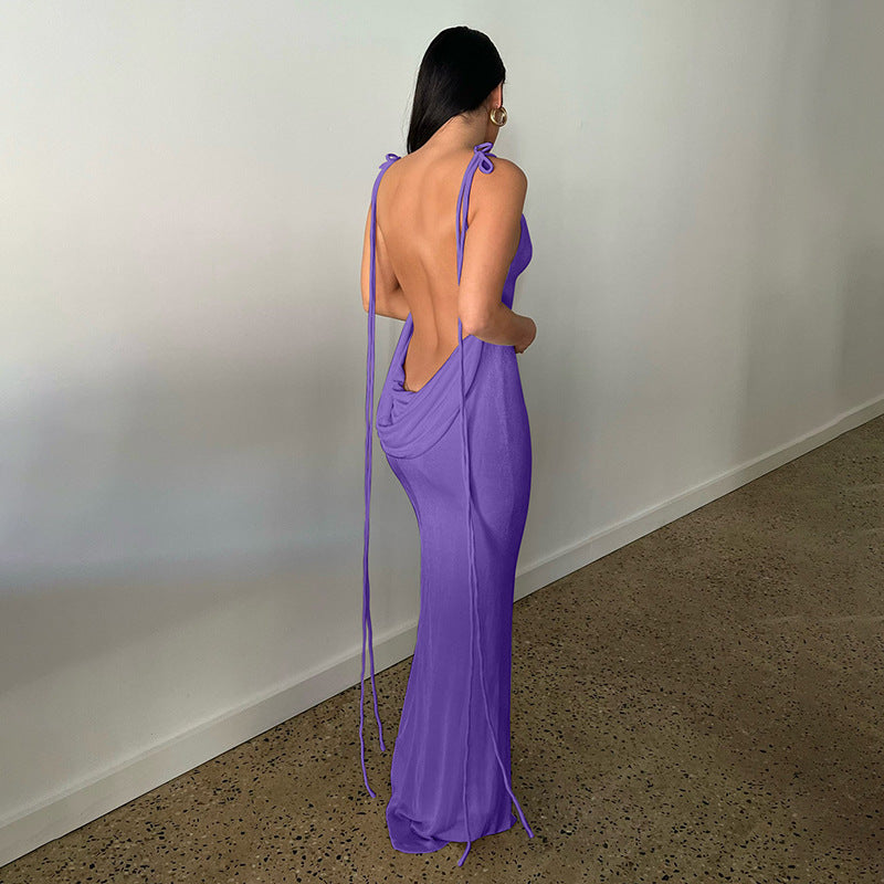 Bekleidung Sommer Sexy Enges Kleid Schnürung Rückenfreies Etuikleid Langes Kleid für Damen