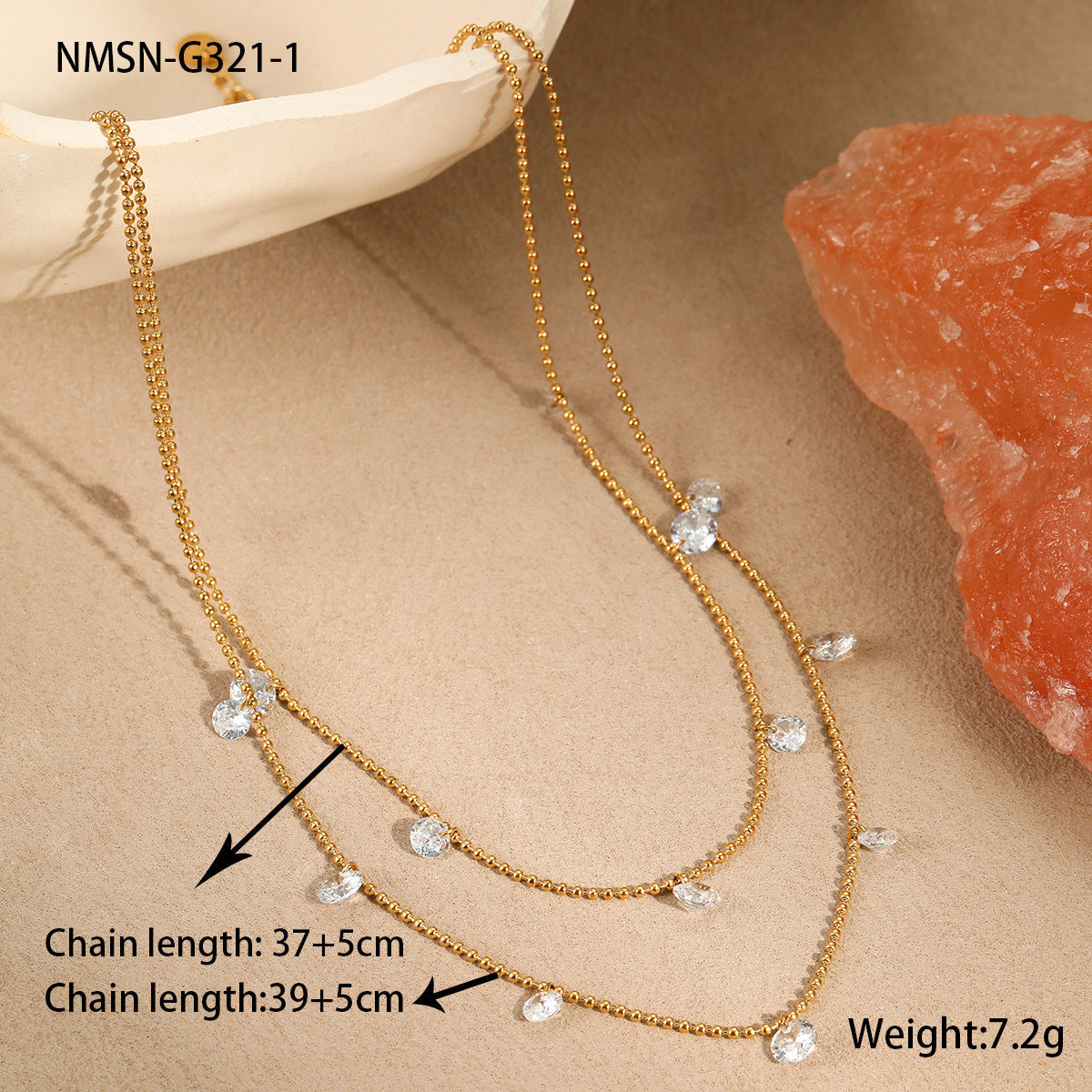 Titanium Steel Necklace Light Luxury Minority Color Zircon Multi Layer Twin Necklace Does Not Fade 18K Gold Plating Necklace