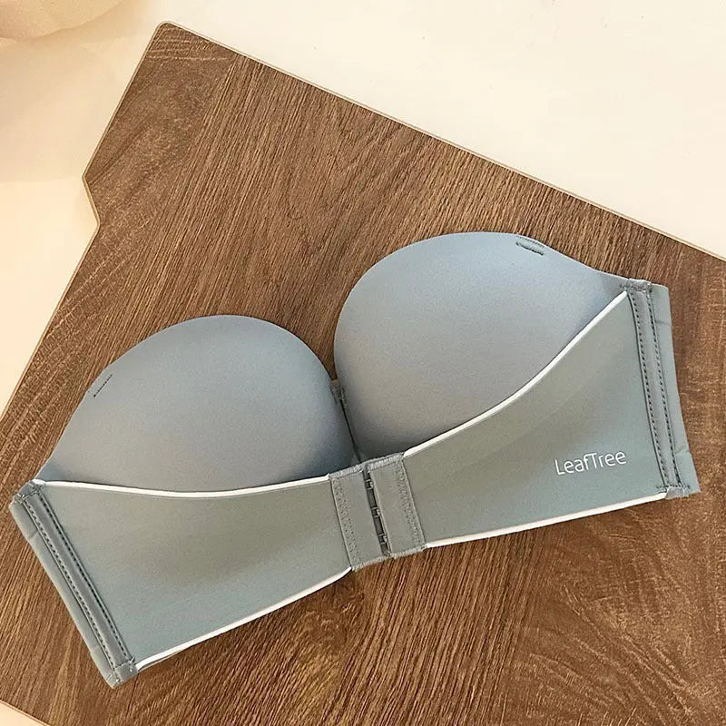 Original No Mark Front Button Push-up Lace Strapless Bra Invisible Back Underwear Women&