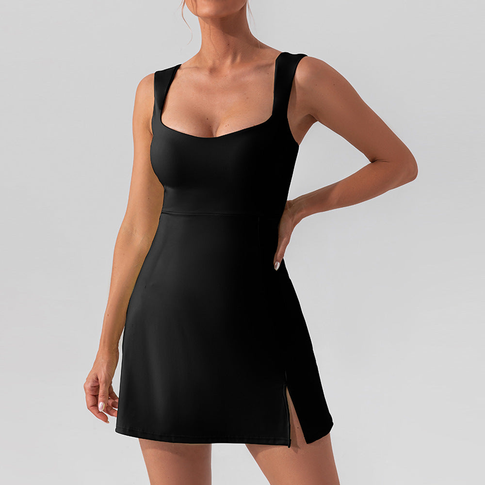 Damen Sexy Sling Einfarbig Yoga Tennis Leicht Atmungsaktiv Outdoor Golf Sportkleid