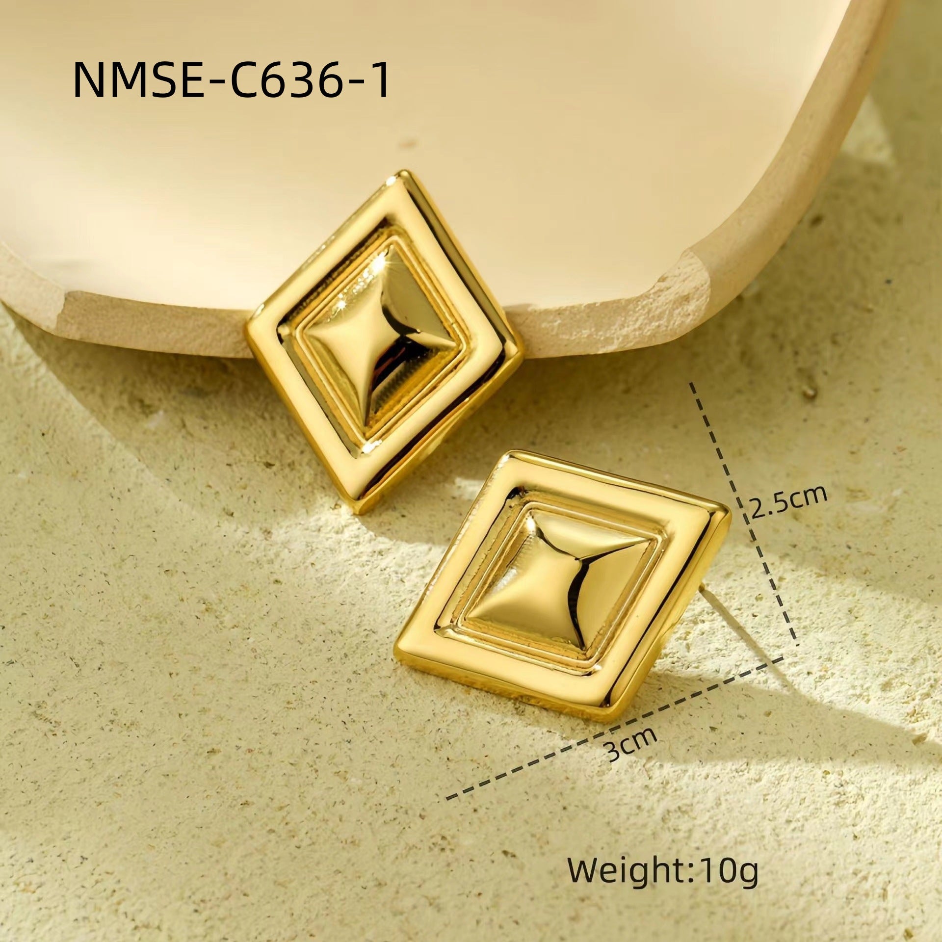 Light Extravagant Love Heart Geometric Abstract Square Titanium Steel Earrings Back Shaped Five Pointed Star High Grade Stainless Steel Earrings