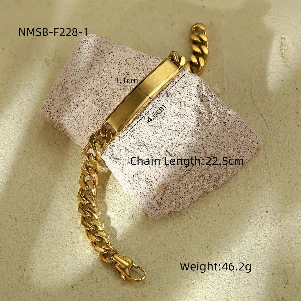 18K Vacuum Gold Plated Titanium Steel Bracelet Laser Laser Letter Graphic Number Stainless Steel Bracelet by Wanita Store