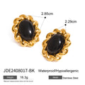 Stainless Steel Retro Heavy Duty Gemstone Earrings Inlaid Red Agate Embellished Niche Twist Weave Ornament