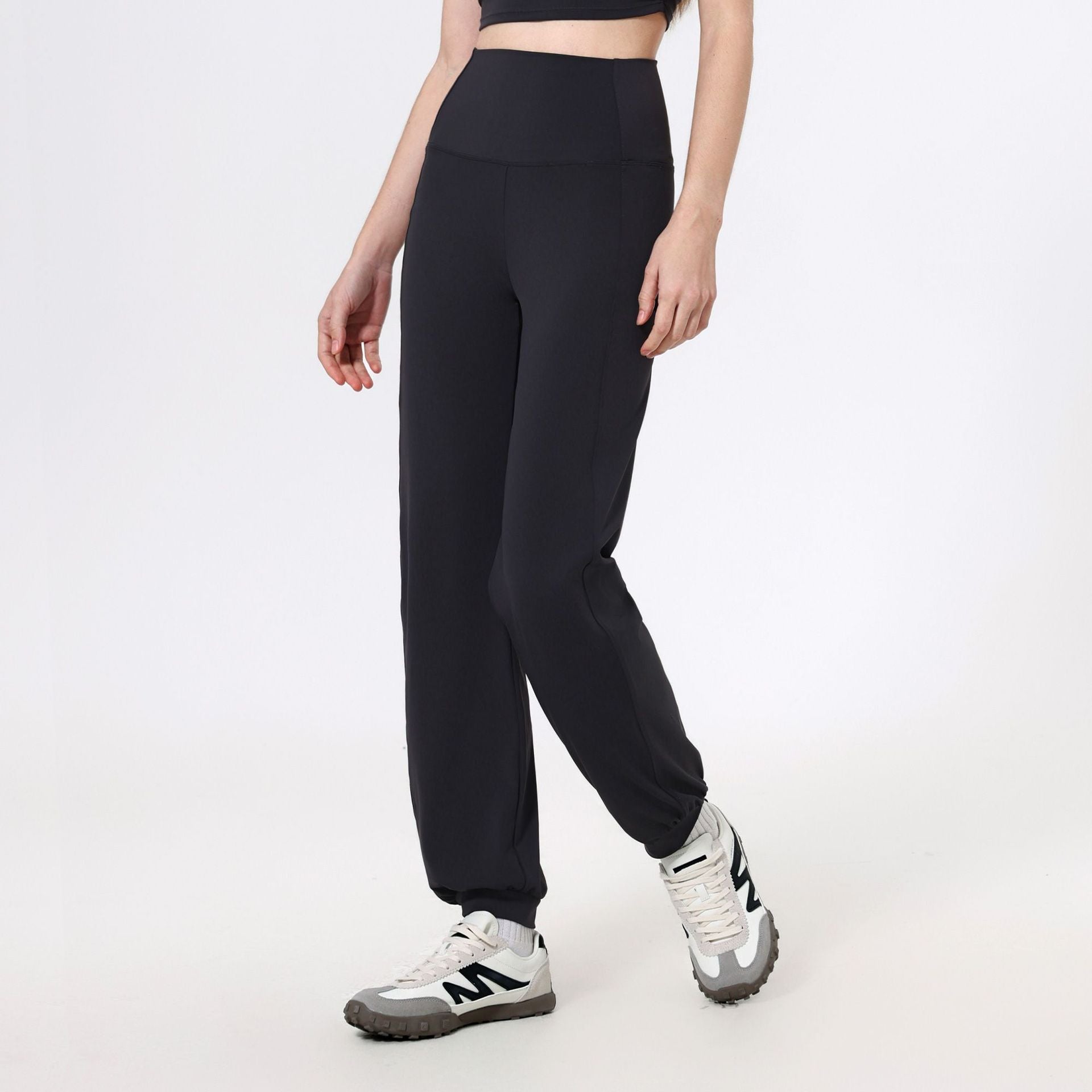 High Waist Bauchstraffende Sporthose Locker Geschnitten Gerade Beinweite Knöchellange Hose Damen Schnelltrocknende Lauf-Fitnesshose Nude-Feel Yogahose