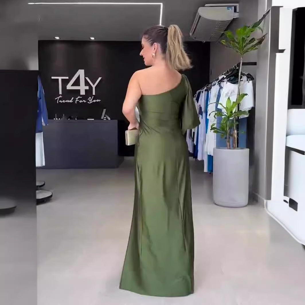 Frühlings-Abendkleid, Socialite, mit geschnürter Taille, schmal geschnittenes Maxikleid für Damen
