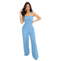 Schnürung Modisches Bandeau Sexy Rückenausschnitt Elastischer Bund Lockerer Gerader Jumpsuit
