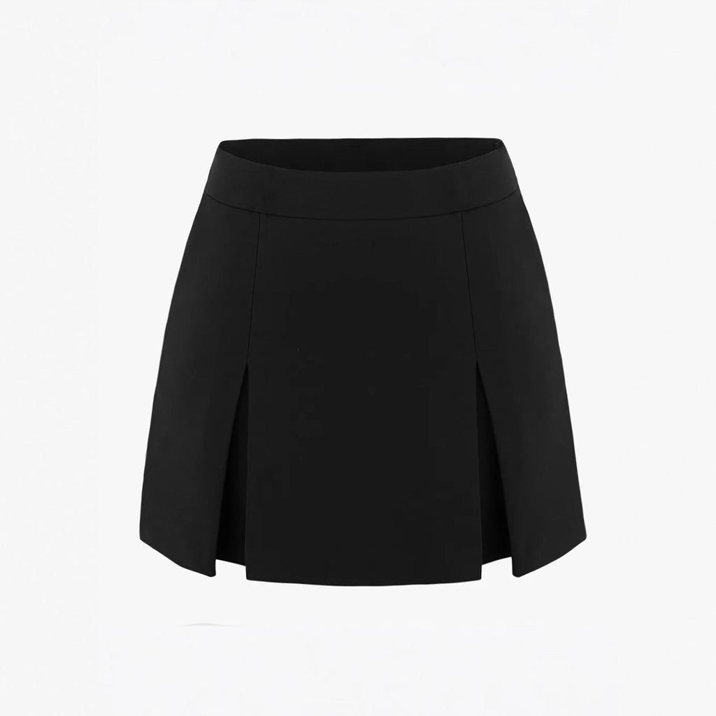 Damen Double Slit A-Linien Hosenrock Elastischer High Waist Reißverschluss Culottes Damen