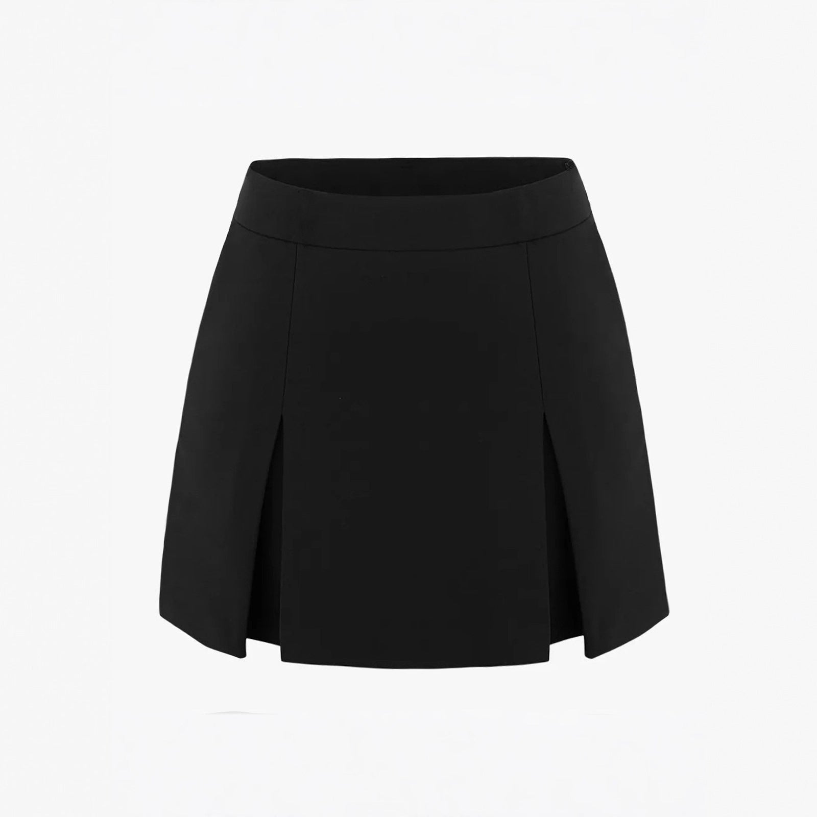 Damen Double Slit A-Linien Hosenrock Elastischer High Waist Reißverschluss Culottes Damen
