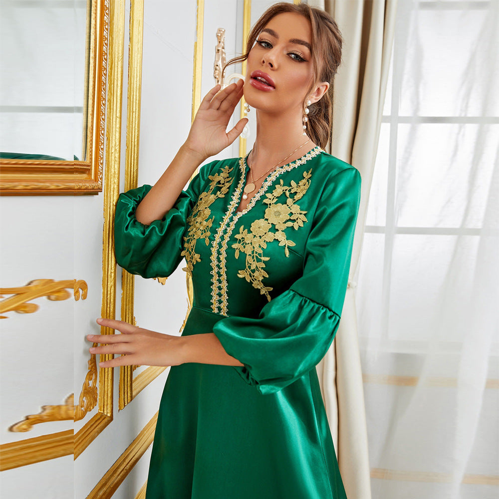 Nahost muslimische Frauen Kleidung Party Versammlung Applikationskleid Abendkleid
