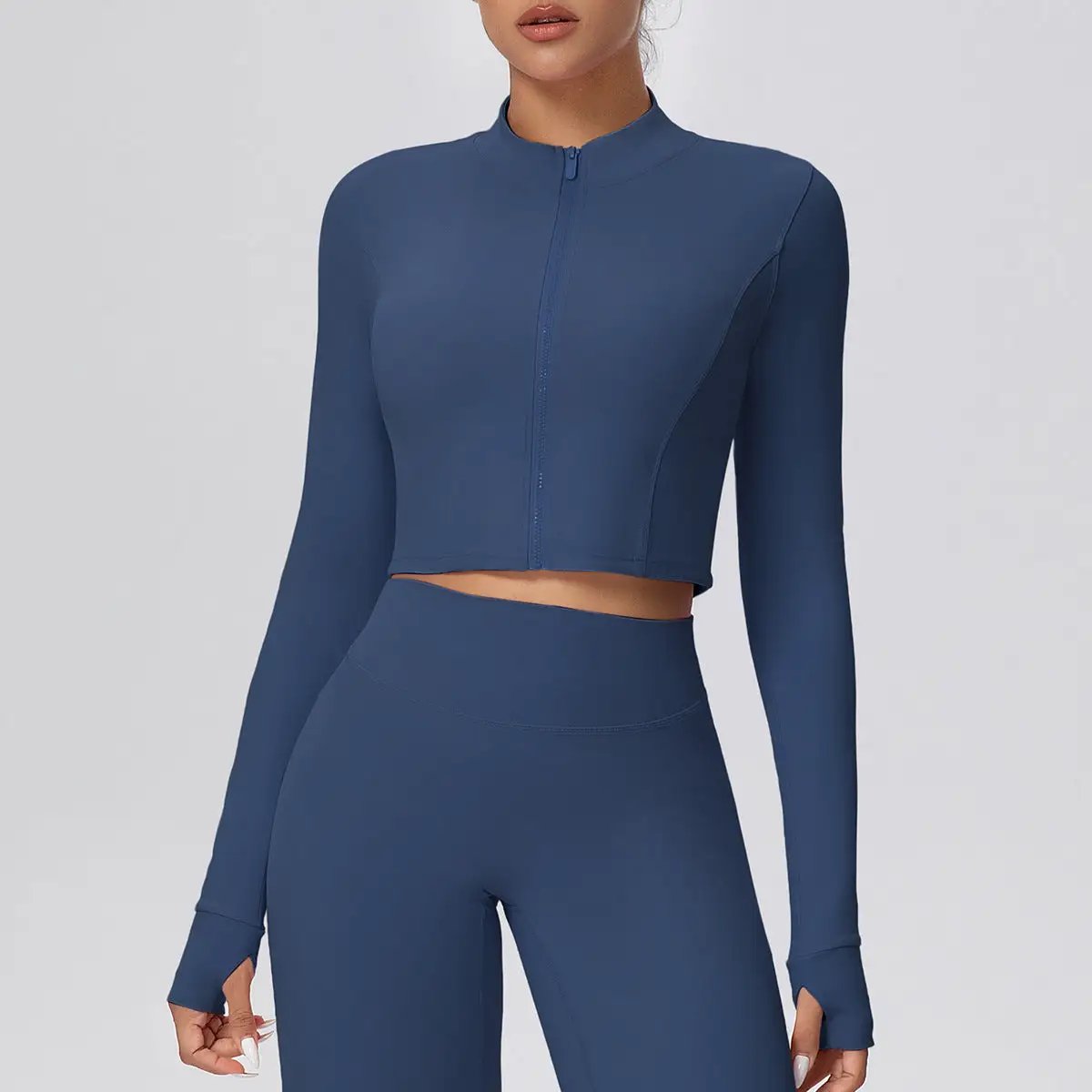 Zipper Outdoor Running Sports Yoga Jacket Slimming Workout Long Sleeve Coat Girls Quick Drying Yoga Clothes Women by Wanita Store