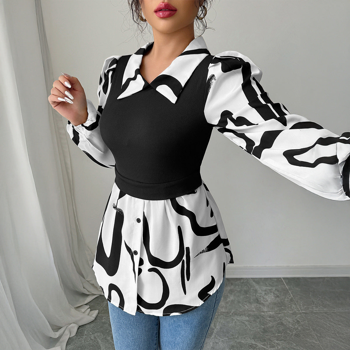 Women Clothing Autumn Casual Vacation Advanced Printed Vest Top Shirt