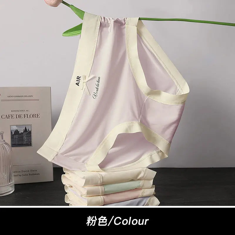 Ice Silk Seamless Underwear for Women 7A Antibacterial Cotton Inseam Summer Thin Mask Pants Nude Girl Mid-Waist Briefs SHOPEZRA L.L.C.