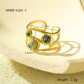 Natural Stone Ring 18K Gold Plating Stainless Steel High Grade Open Ring No Fading Sold Jewelry