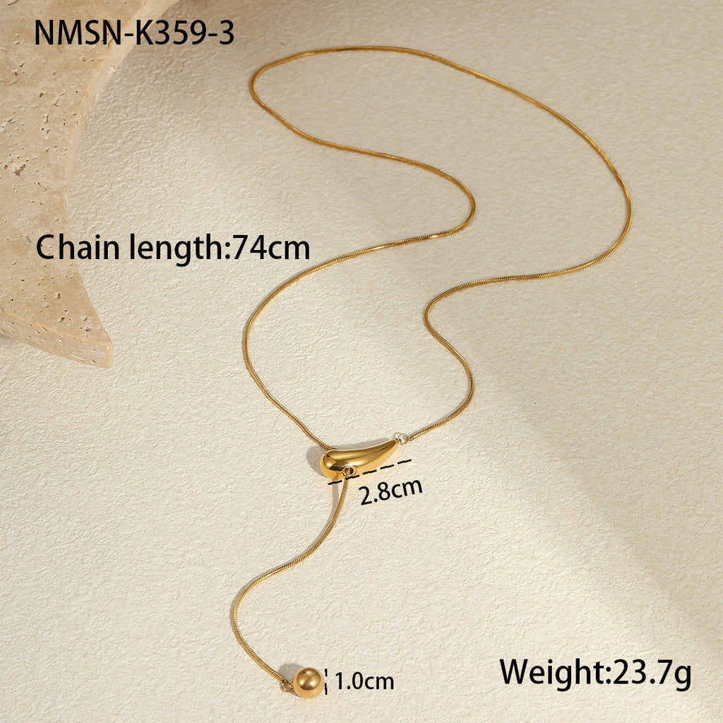 Titanium Steel Snake Bones Chain Non Fading Stainless Steel Necklace Gold Plated Light Luxury Design Long Y Shaped Chain
