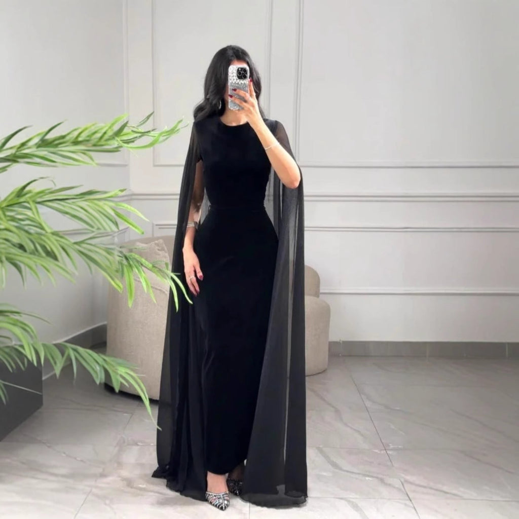 Herbst Winter Damenbekleidung Naher Osten Samt Scheide Ärmel Kleid