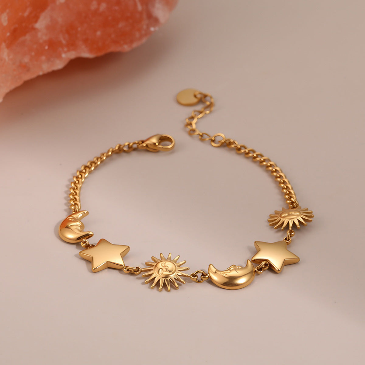 Sun Moon Stainless Steel Bracelet Light Luxury High-Grade Jewelry Non Fading Titanium Steel Ornament Women