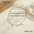 Double Layer Twin Clavicle Chain Stainless Steel Bracelet Eight Awn Star Inlaid Zircon Sold