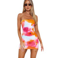 Damen Kleidung Sommer Sexy Bandeau Off Shoulder Enger Taille Hüfttasche Druck Kleido