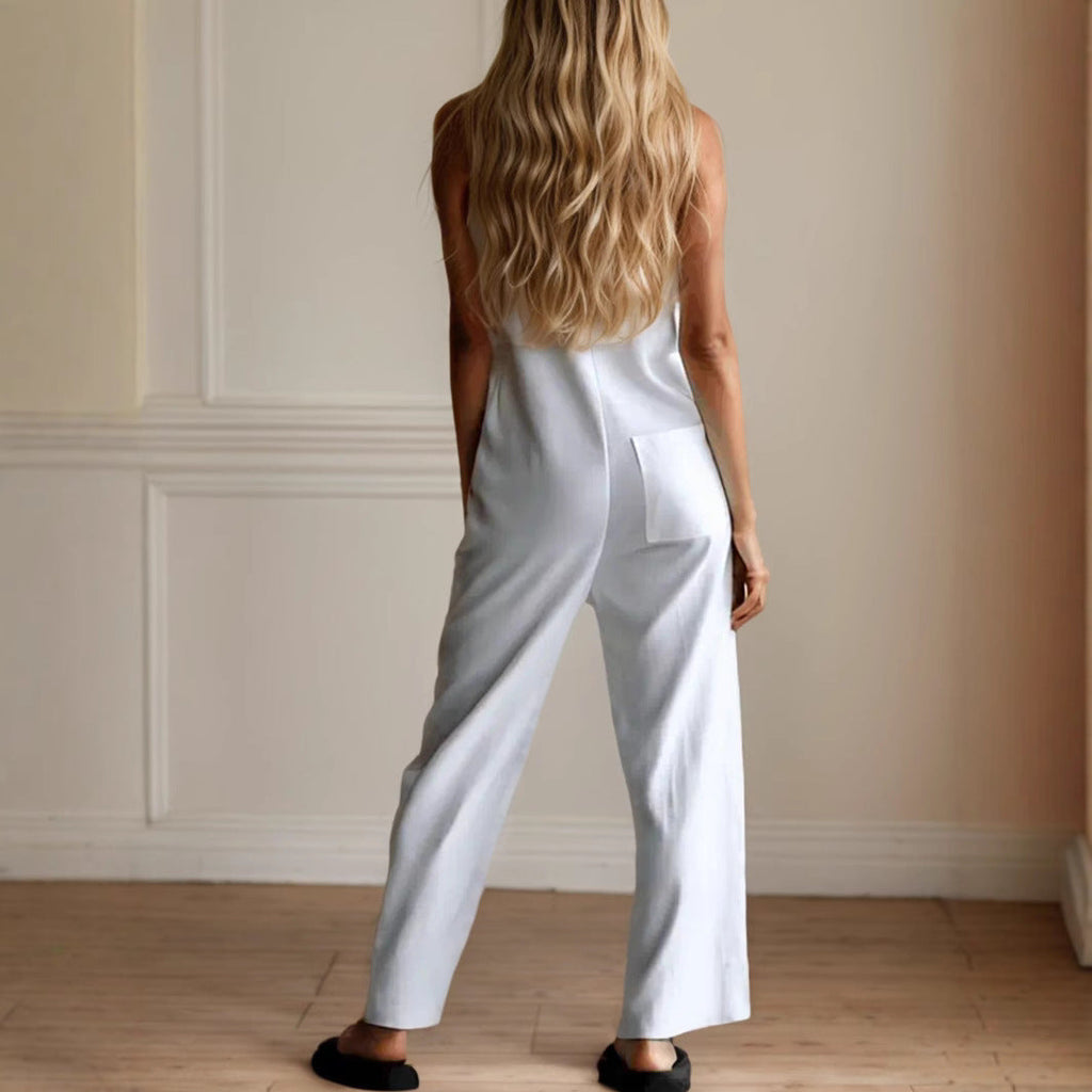 Damenbekleidung Casual Lockere Ärmellose Einreihige Weite Hose Outdoor Cargo Overalls