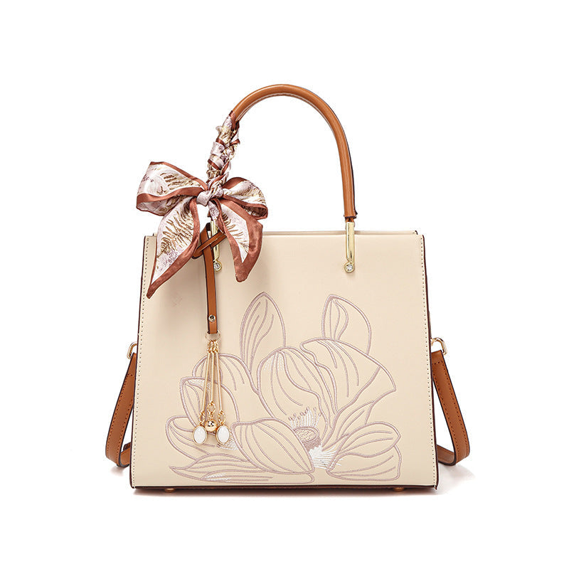 Handbag Spring Elegant Graceful Mother Bag Chinese Embroidery Women Shoulder Bag Large Capacity Office Tote Women