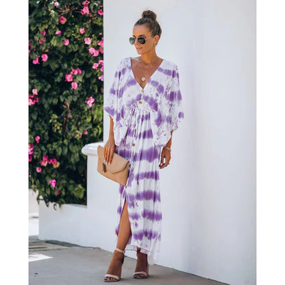 Spring Summer Lace Tie Dye Loose Dress Home Casual Dress