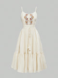 Off Shoulder Ethnic Strap Dress Flab Hiding Summer Beautiful Vacation Seaside Dress