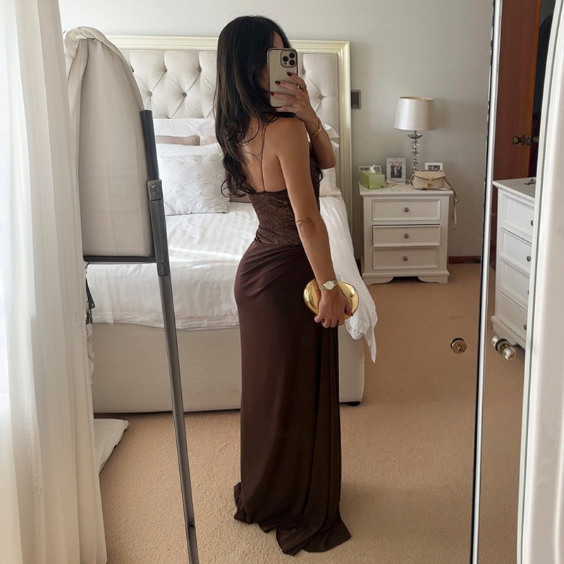 Damenbekleidung Sommer Sexy Träger Spitzenkleid