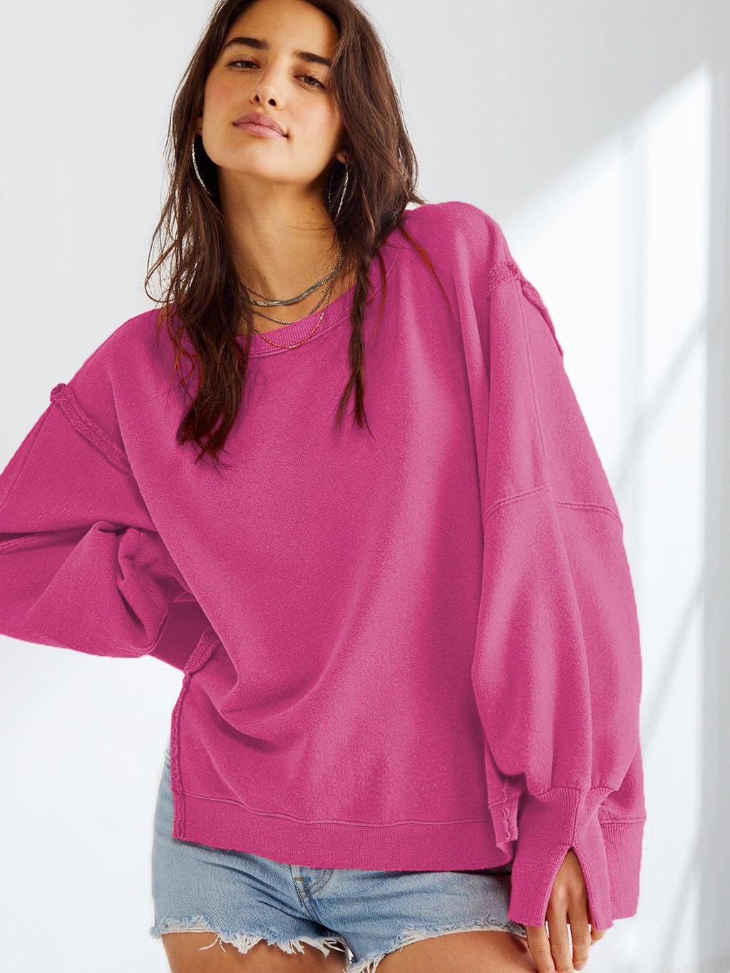 Rundhals-Sweatshirt Damen Bekleidungsmarke Sport-Unterziehshirt T-Shirt Strickwaren Langarm-Oberteile Oberbekleidung