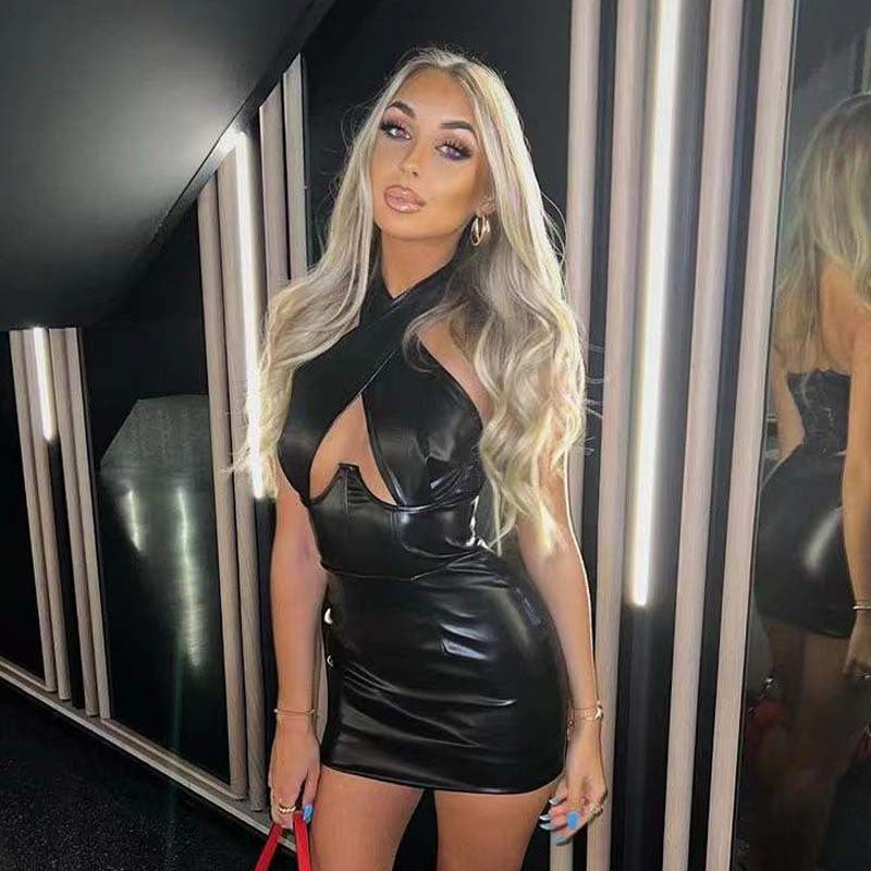 Herbst Winter Beliebt Neckholder Sexy Oben-ohne Figurbetonte Ärmelloses Kleid Damen