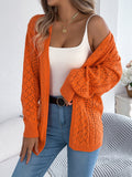 Herbst Winter Aushöhlen Ausschnitt Laterne Langarm Cardigan Pullover Mittellanger Mantel Damenbekleidung
