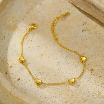 18K Gold Stainless Steel Heart Tassel Necklace Bracelet Titanium Steel Ornament by Wanita Store