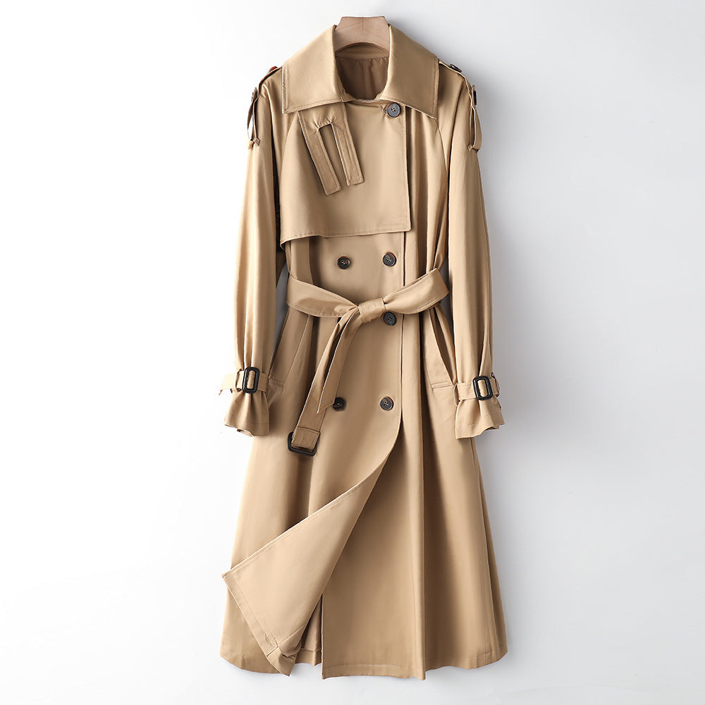 Element Overknee Long Trenchcoat Damen Beliebter Koreanischer Herbst Winter Taillierter Schlankheitsmantel